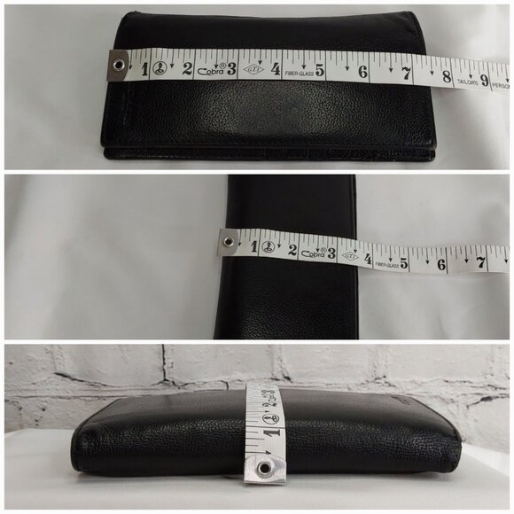 'COACH' PEBBLE LEATHER FULL-ZIP POCKET CARD SLOT LONG UNISEX WALLET BLACK/CHROME - Picture 14 of 16